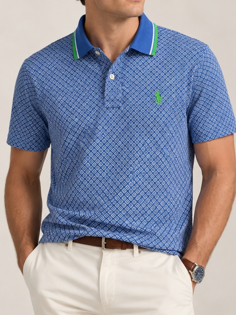 Polo Ralph Lauren Tailored Fit Geometric Print Polo Shirt